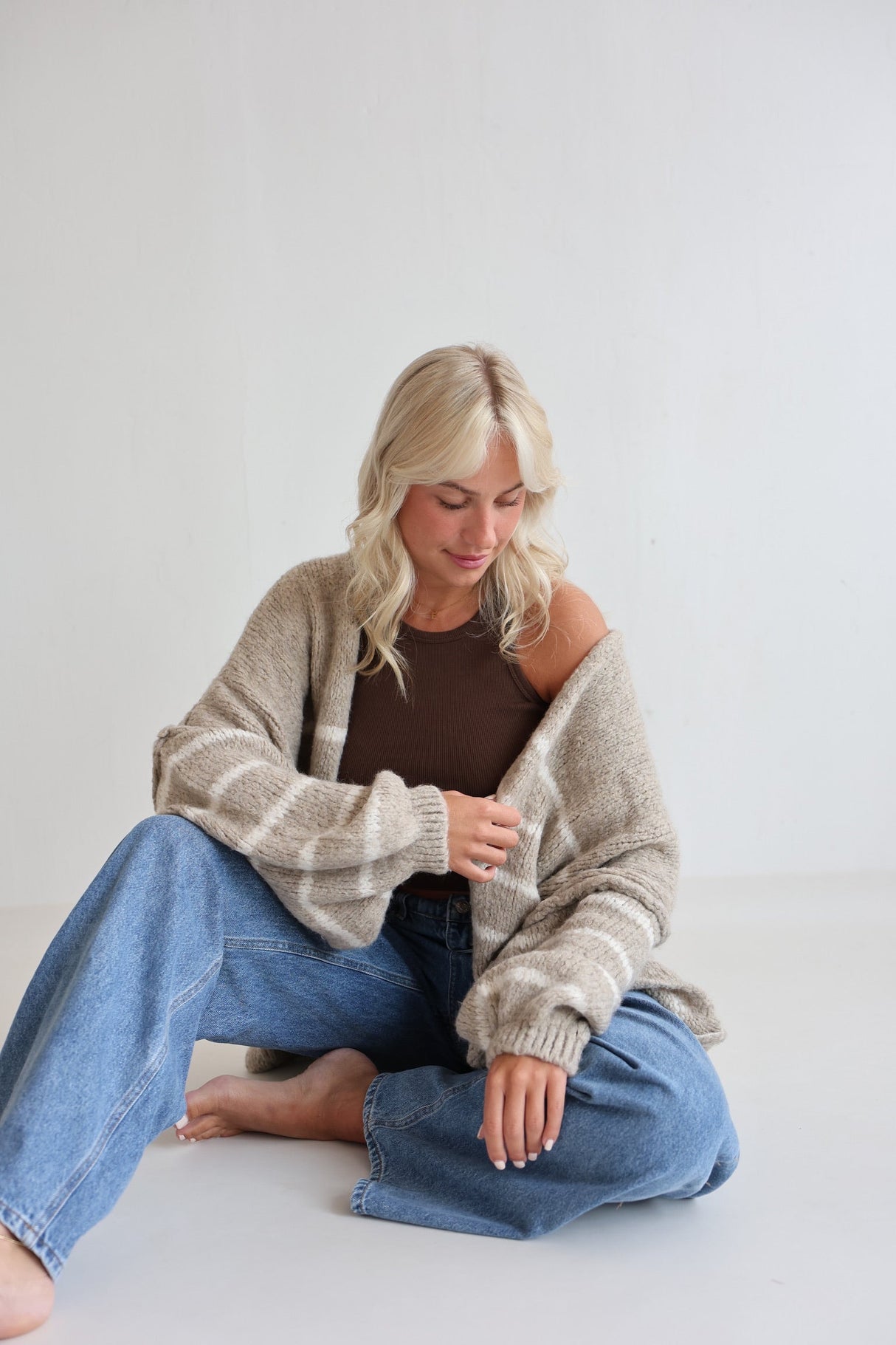 Oversize Strickcardigan Half Stripes